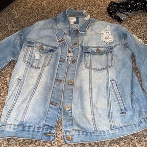 Distressed jean jacket